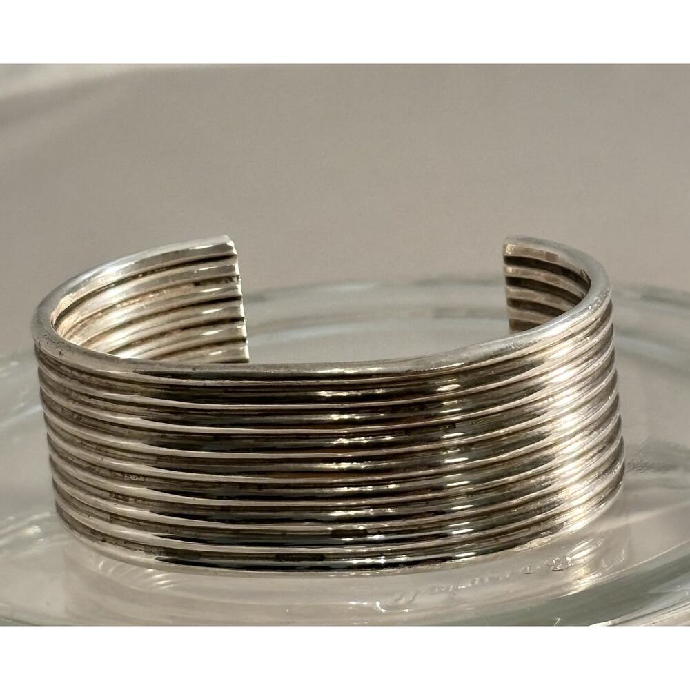 Vintage Mike Bird Romero Sterling 9 Row CUFF BRACELET Ohkay Owingeh Pueblo/Tewa - Picture 5 of 10